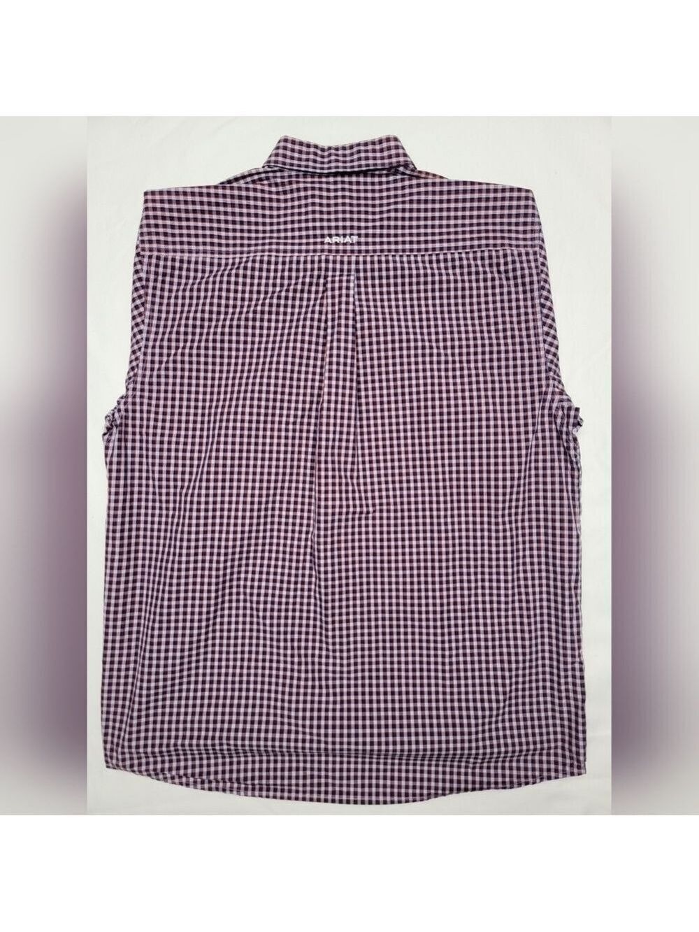 Ariat Pro Series Shirt Short Sleeve Men Large Red Plaid Cotton Poly Rodeo Work - Picture 7 of 12